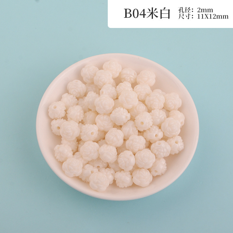 New macaron-colored camellia beads perforated solid rose loose beads diy beading material resin accessories pic 22