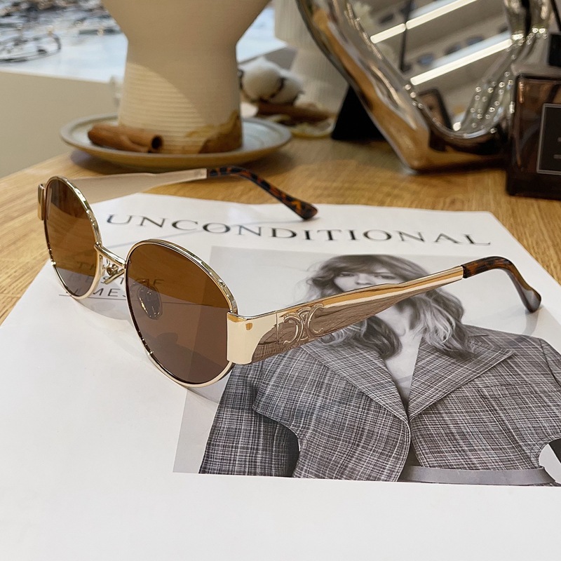 New cat-eye high-definition polarized glasses, oval-shaped personalized metal-framed sunglasses, fashionable and retro sunglasses for female Internet celebrities pic 12
