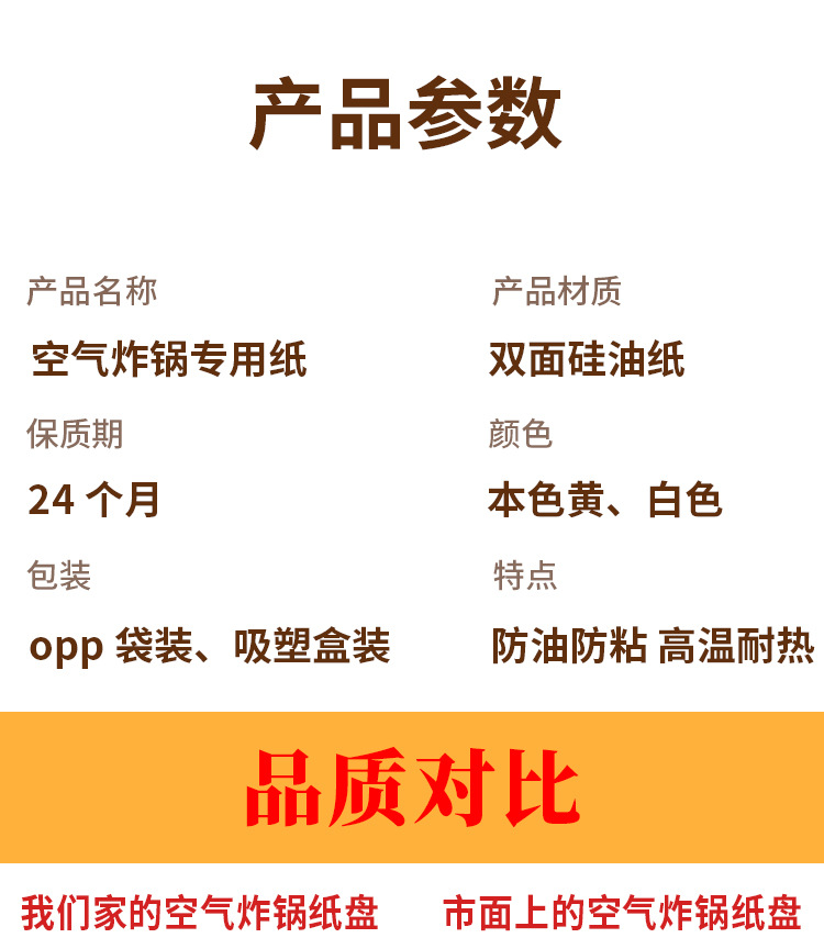 食品级空气炸锅纸专用纸 吸油纸盘防油不粘圆形耐高温纸烘焙垫纸详情13