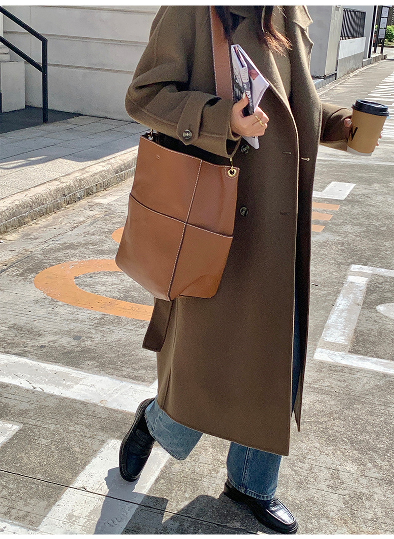 Q469 Dongdaemun Double-sided Cashmere Coat Korean version Autumn and Winter New Style Wool Tie suit collar woolen coat for women pic 42