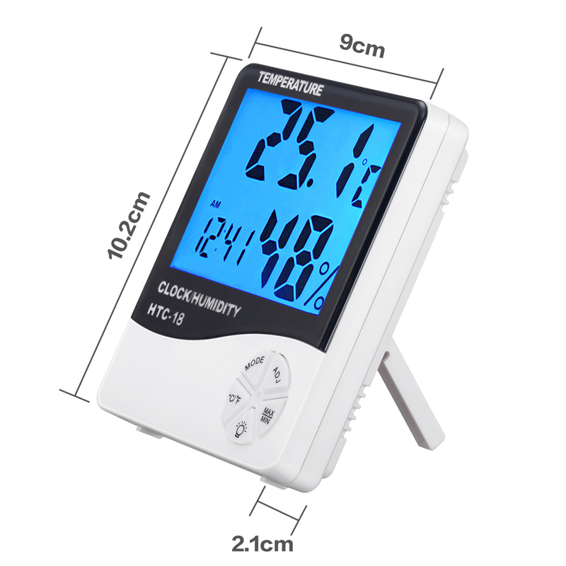 Household electronic temperature and humidity meter, digital thermometer with backlight calendar alarm clock, HTC-8A temperature and humidity meter pic 5