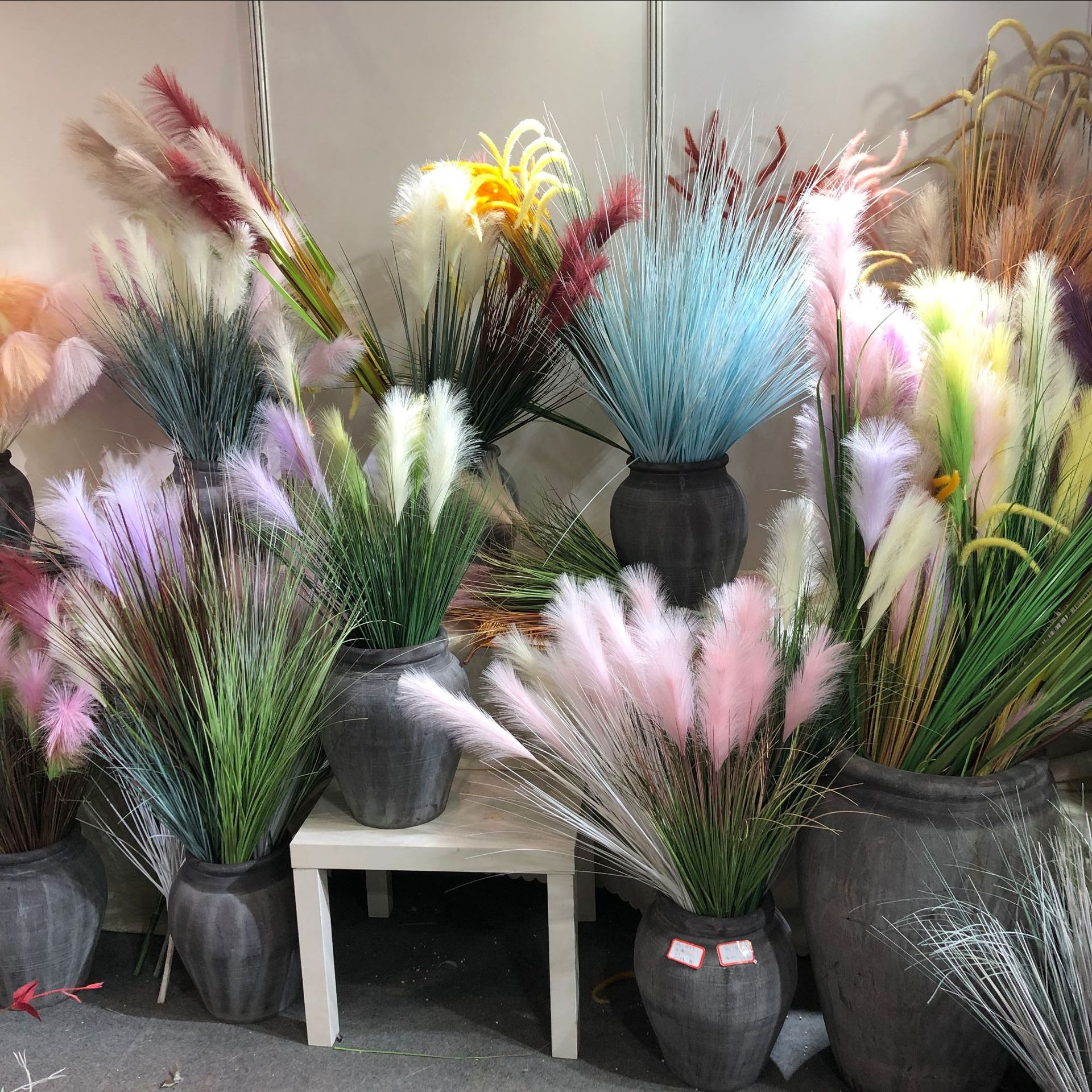 Bionic reed, pink muhly grass, sunny grass, indoor decorative green plants, potted plants, simulation plants, wedding props, decorative dogtail grass pic 20