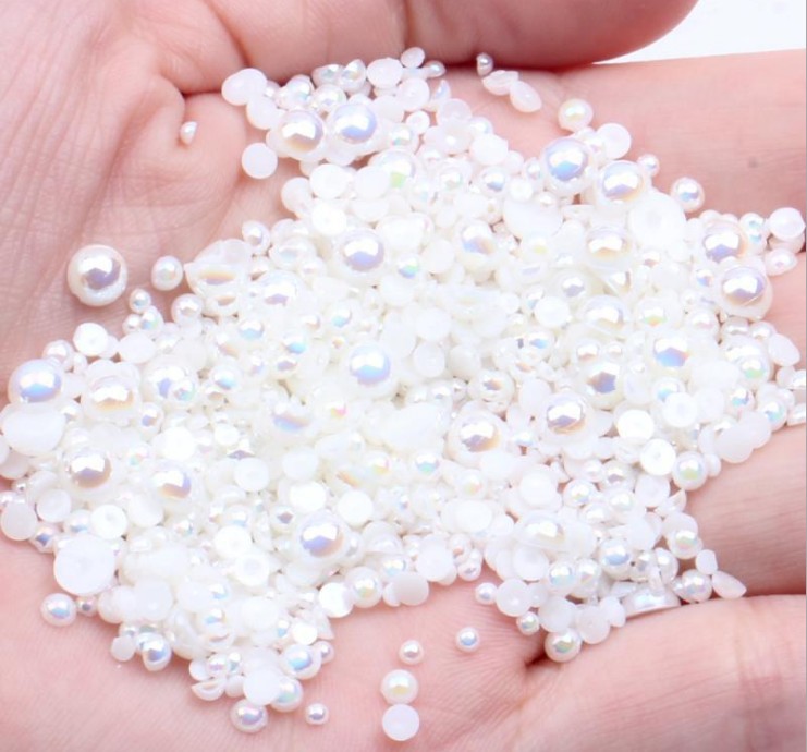 AB semi-circular pearl acrylic transparent AB color semi-circular imitation pearl diy nail art AB accessory flat-bottomed pearl pic 16