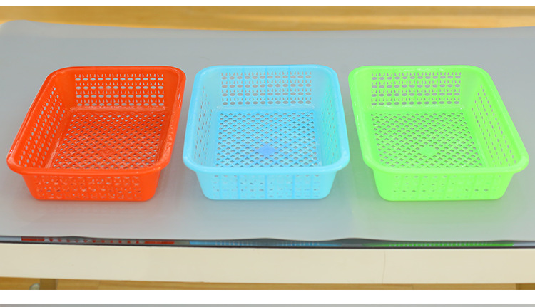 Rectangular plastic blue thickened storage basket for kindergarten toys, kitchen vegetable washing basket, small basket for supermarket classification and organization pic 14