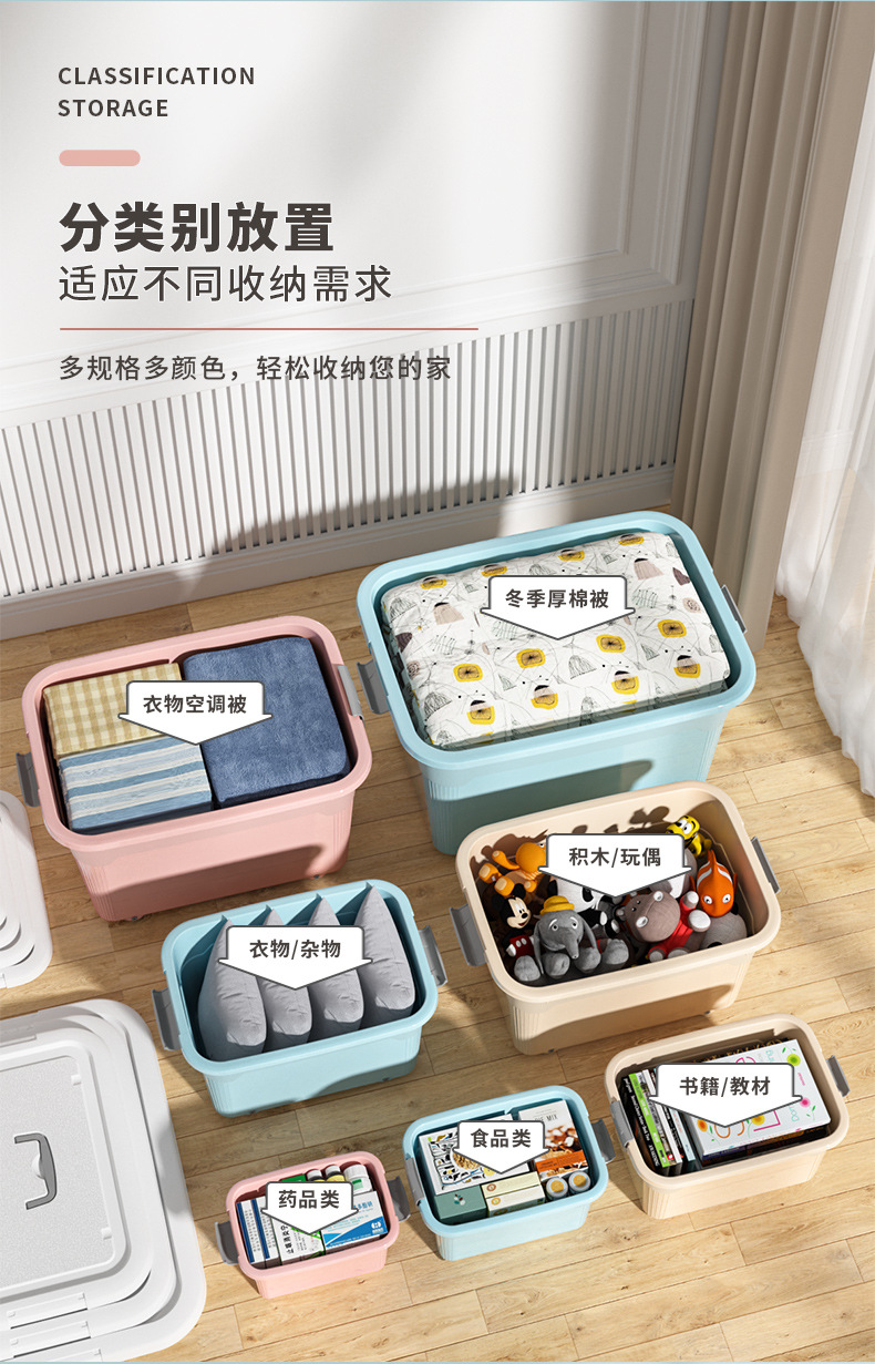 塑料收纳箱超大号衣服整理箱家用车载收纳盒透明玩具储物箱储物盒详情8