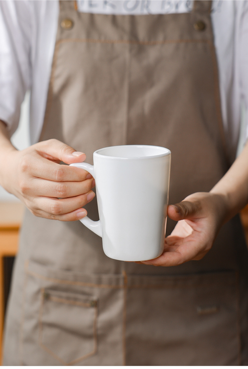【白玉玻璃瓷茶杯CB350】钢化玻璃耐热带把水杯纯白杯子早餐杯牛详情11