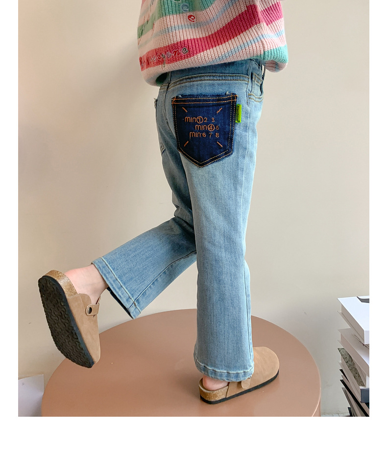 女童春装牛仔裤春秋款儿童春季喇叭裤2024新款女宝宝春款休闲裤子详情19