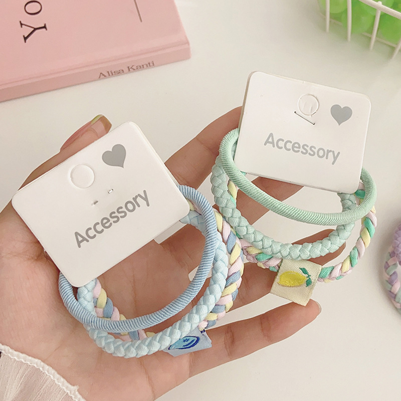 New three-piece hair tie set, two-color thickened basic hair band, high-elasticity hair tie, hair band and hair accessory for women pic 3
