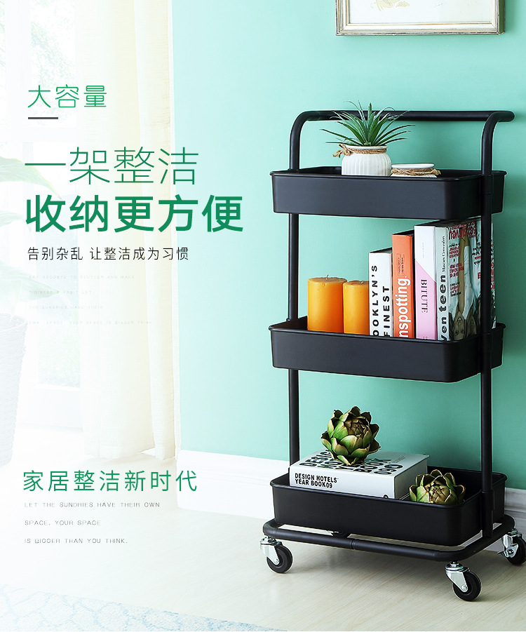 New kitchen and bathroom multi-layer storage rack, bathroom trolley, mobile and easy-to-organize rack, living room storage rack pic 5