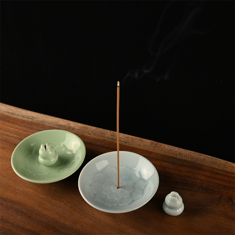 Portable incense stick, celadon incense stick, ceramic incense burner, household indoor agarwood and sandalwood incense burner, simple incense stand pic 9