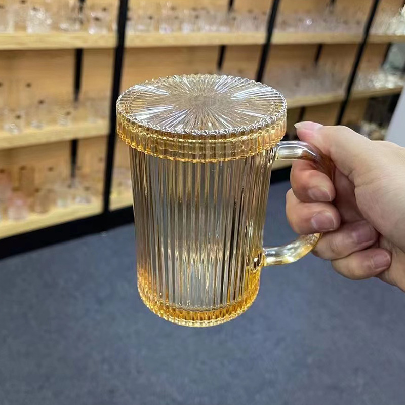 Vertical striped glass mug for drinking water pic 5