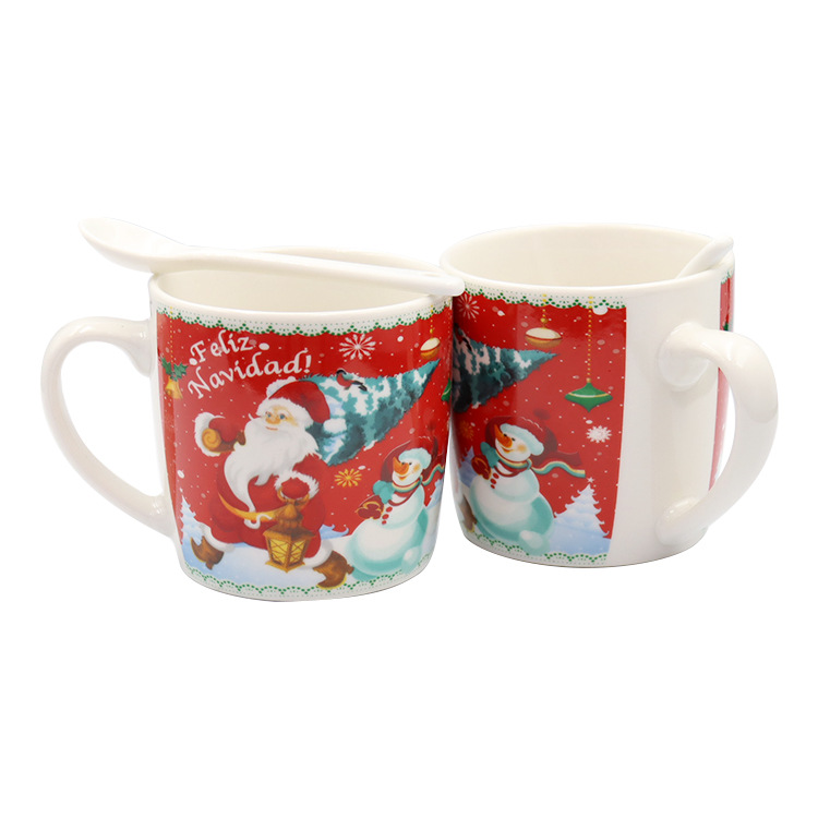 Spanish Christmas ceramic cup gift box packaging mug, coffee cup, water cup, milk cup with spoon, guest logo pic 7