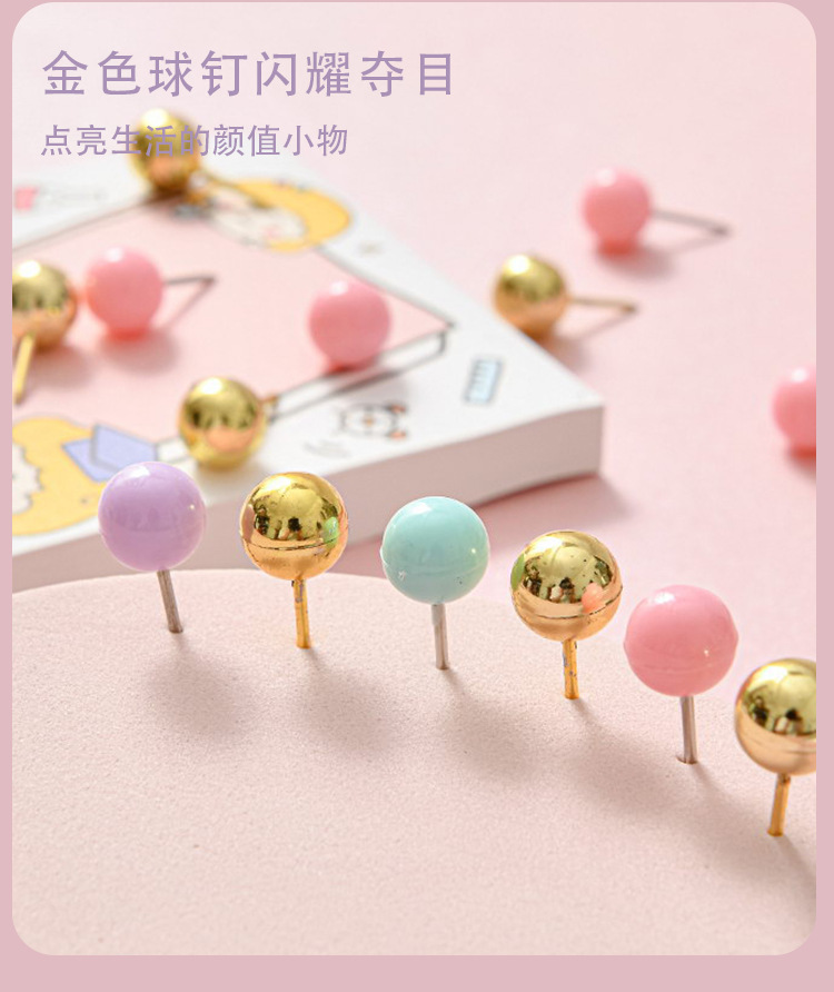 Cross-border direct supply macaron-colored paper clip creative office stationery set, golden pin round head holder stationery set pic 6