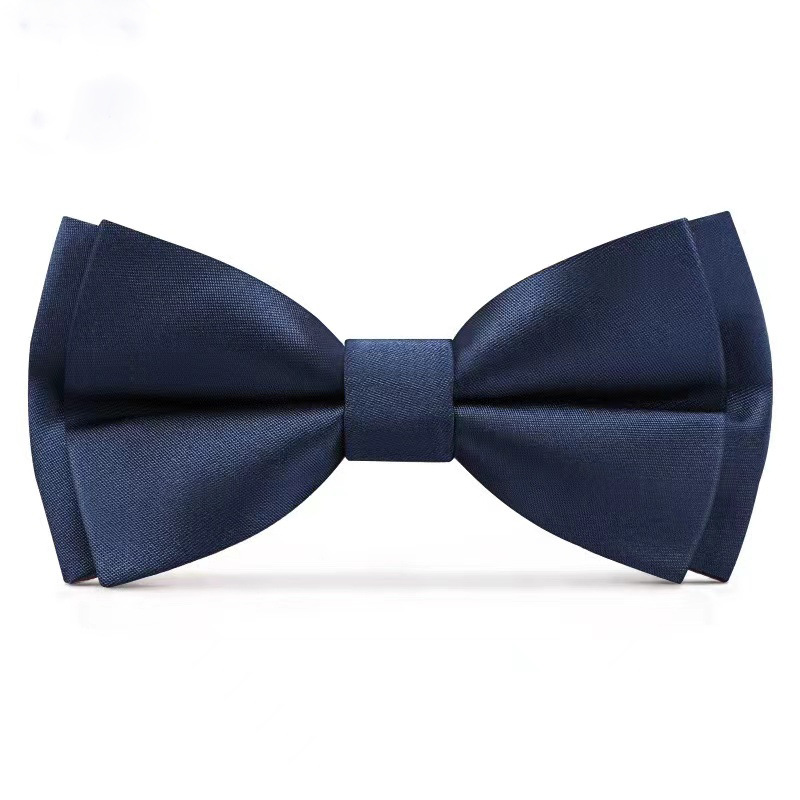 男士纯色双层新郎婚礼领结西装衬衫绅士商务韩版时尚蝴蝶结详情9