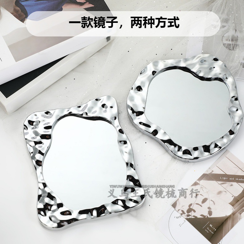 装饰化妆镜轻奢简约家用美妆镜台式桌面壁挂梳妆镜INS高颜值镜子详情1