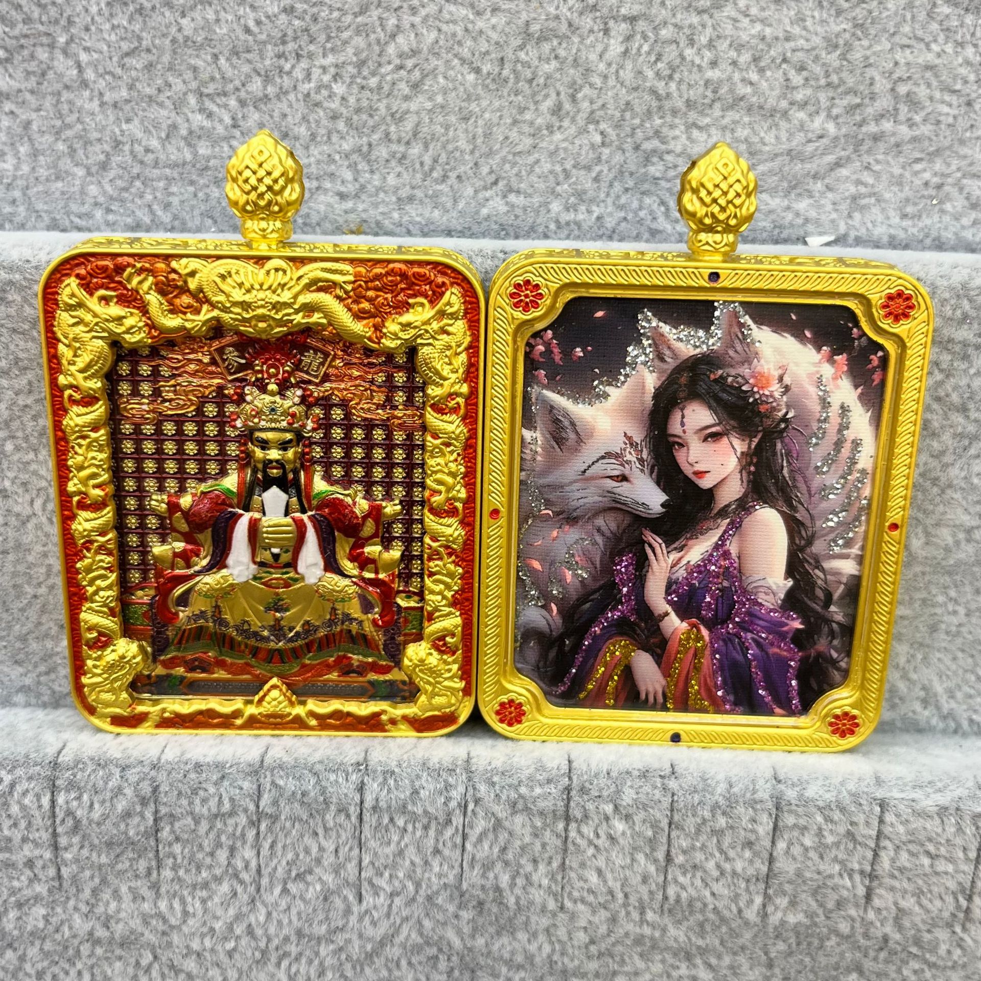 五台山唐卡浮雕双面款立体龙五爷吞金兽双面唐卡前世今生项链吊坠详情21