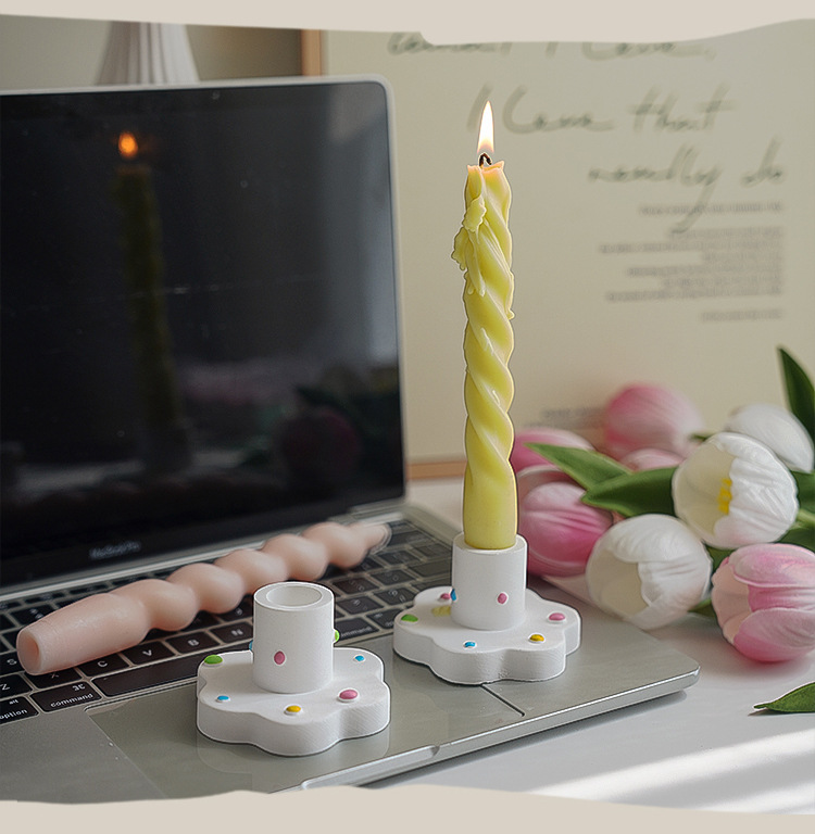 Candle and candlestick atmosphere decorative piece, creative home desktop decoration candlestick, cross-border gypsum scented candle base pic 14