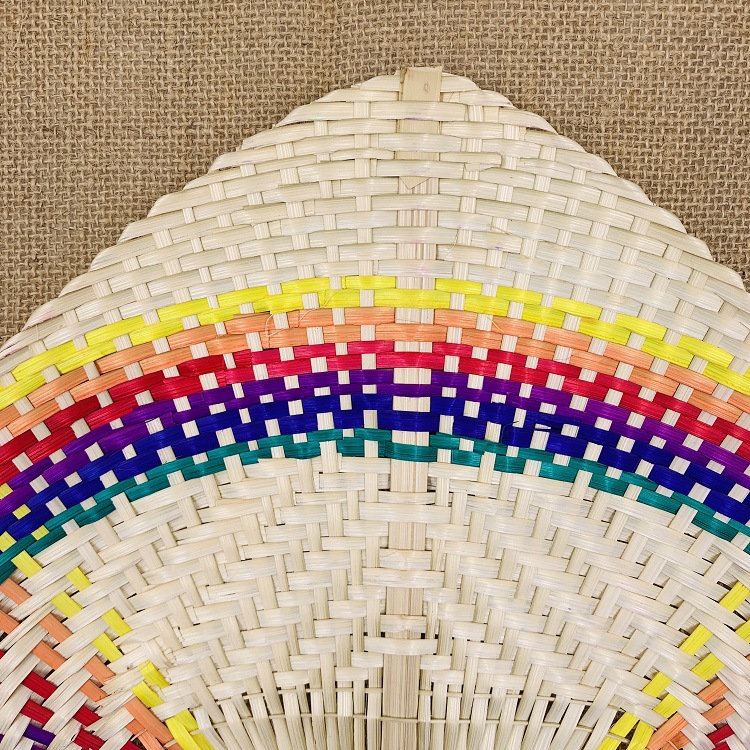 Traditional Chinese hand-woven fans, rattan palm-leaf fans, round fans with bamboo handles, Chinese-style solid-color round fans pic 3