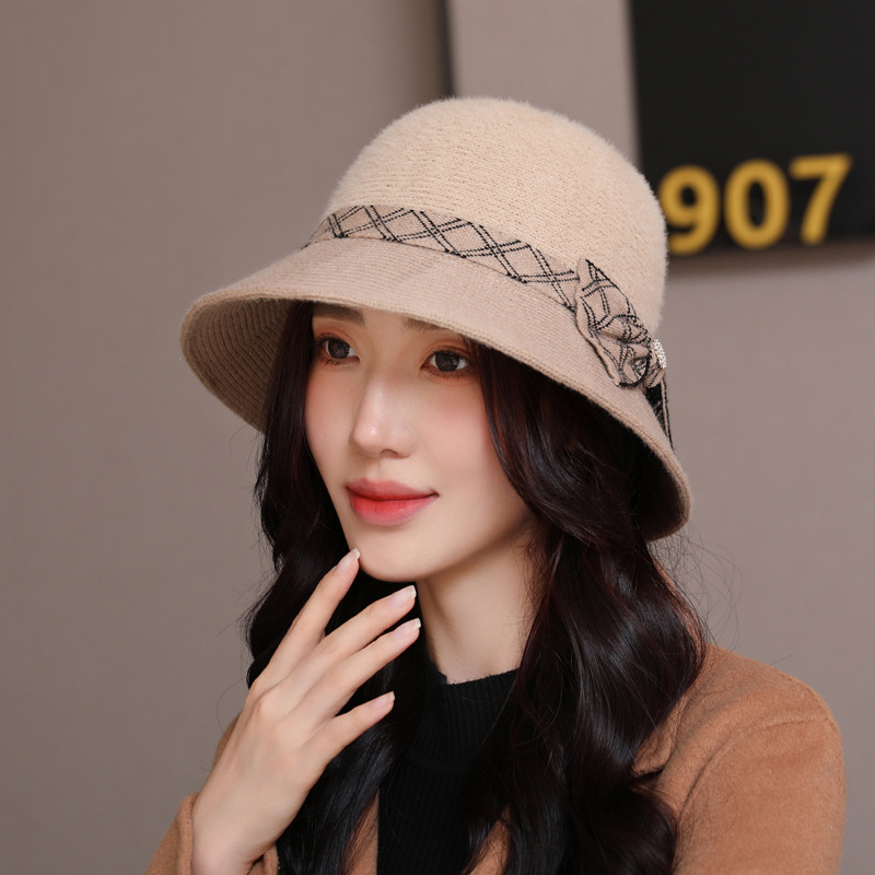 秋冬渔夫帽子女复古可折叠盆帽赫本风优雅保暖针织帽简约文艺礼帽详情2