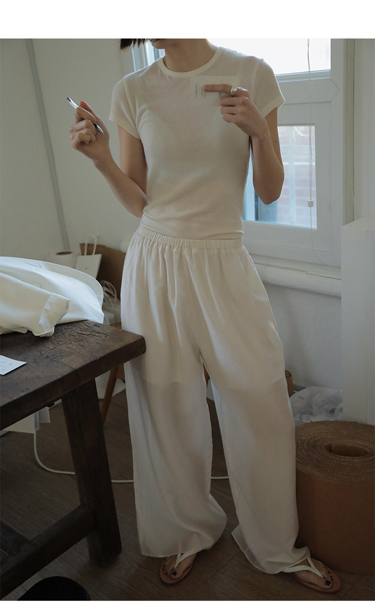 Simple and comfortable, zero-pressure, skin-friendly Tencel wool drape T-shirt, round-neck slim short-sleeved top 00113 pic 33