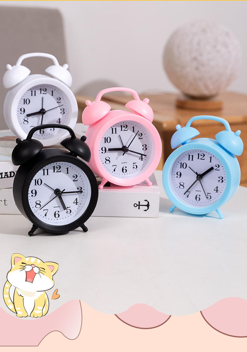Cartoon alarm clock, creative bedroom bedside alarm clock, living room digital plastic clock, student Shuangling decorated small table clock pic 15