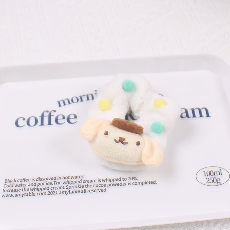 Cute Sanrio hair tie large intestine ring from Japan and South Korea, simple small fur ball cartoon Kuromi sweet hair accessory pic 1