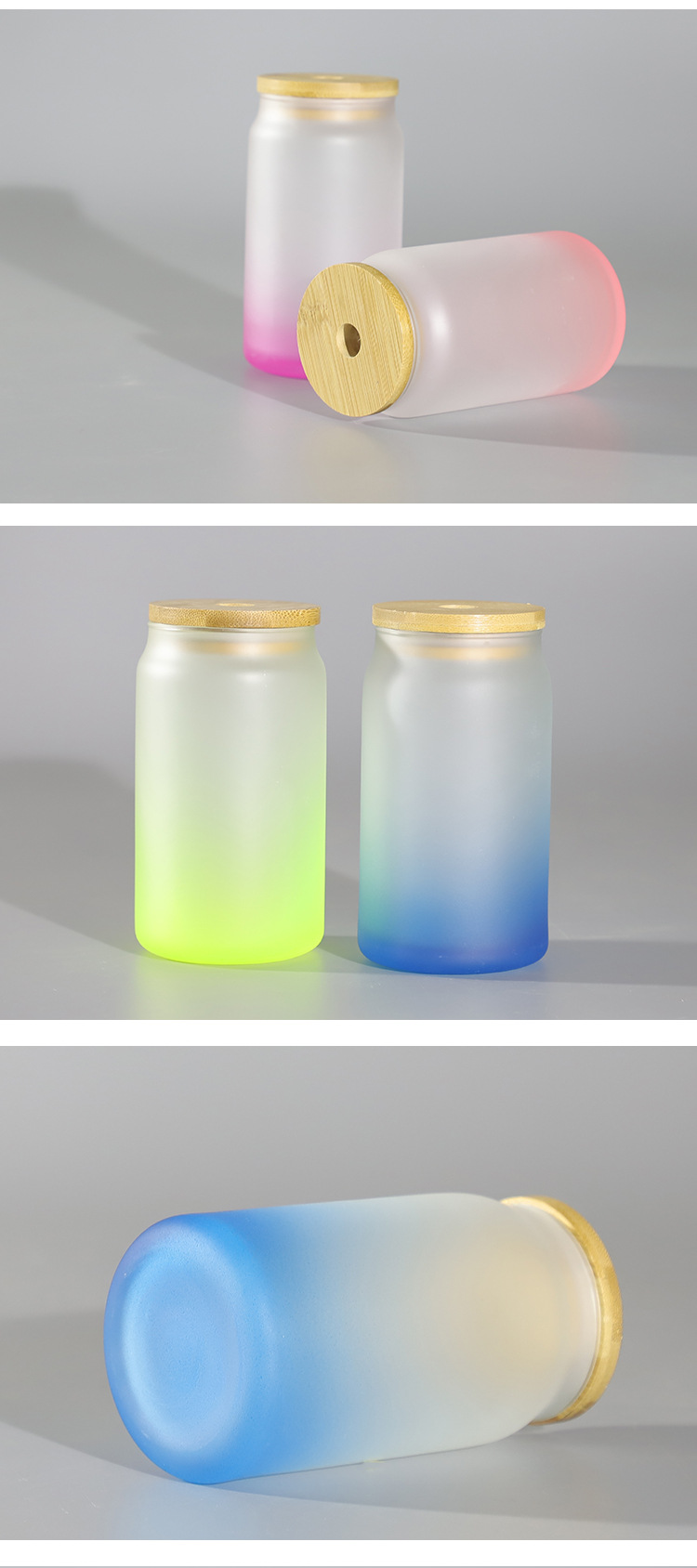 New 16oz gradient frosted cup, single-layer transparent cola cup and creative cold drink can with heat transfer printing pic 9