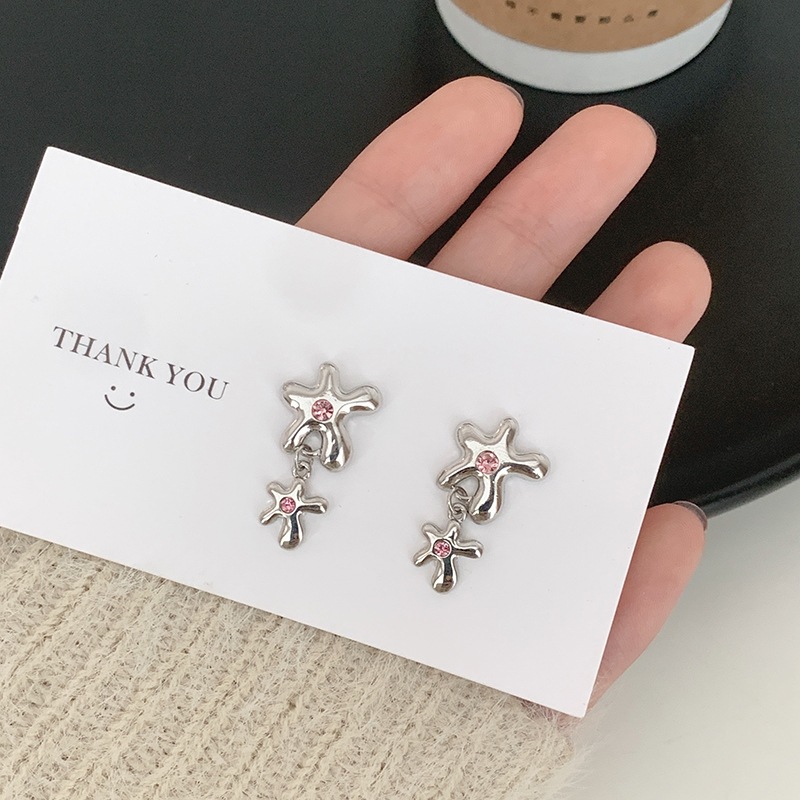 甜酷少女花朵耳环女高级感不规则耳钉小众设计不规则新款潮耳饰详情5