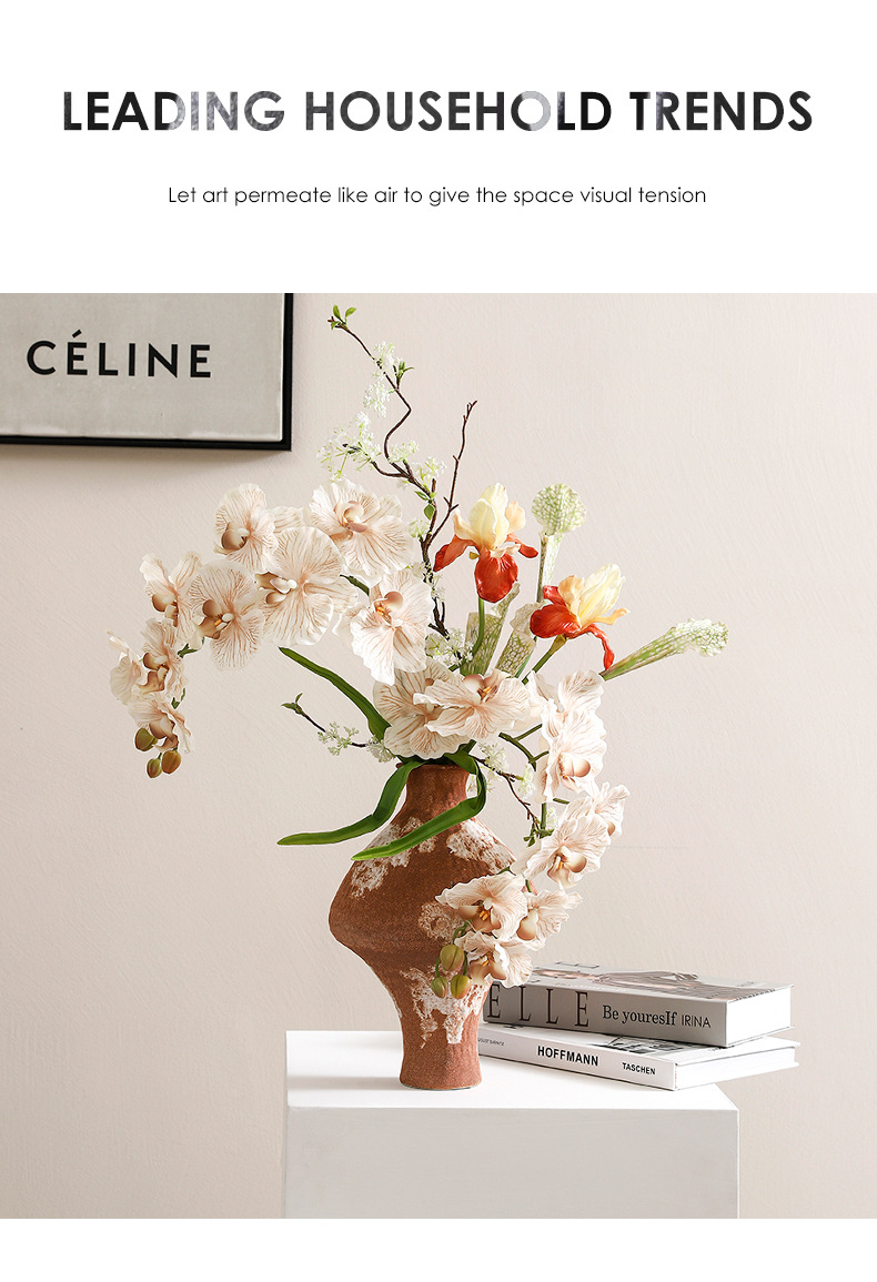 Wabi-sabi Zen-inspired ceramic vases, Japanese retro art flower arrangement wine cups, new Chinese-style tea room, entrance hall ornaments, and homestay decorations pic 9