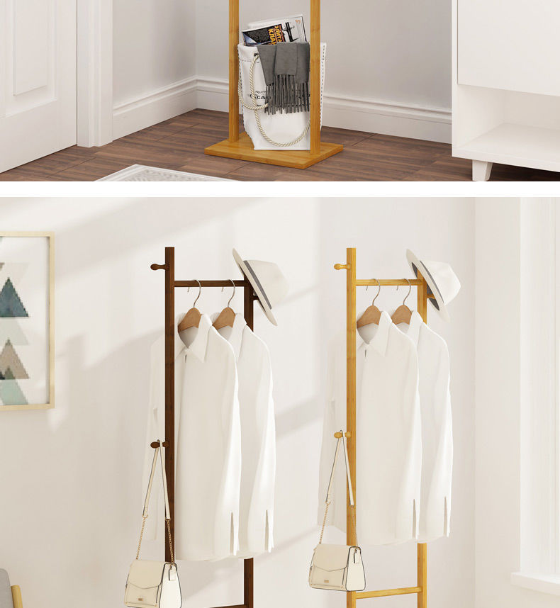 落地衣帽架实木简约现代卧室挂衣架多功能家用衣服架子客厅置物架详情14