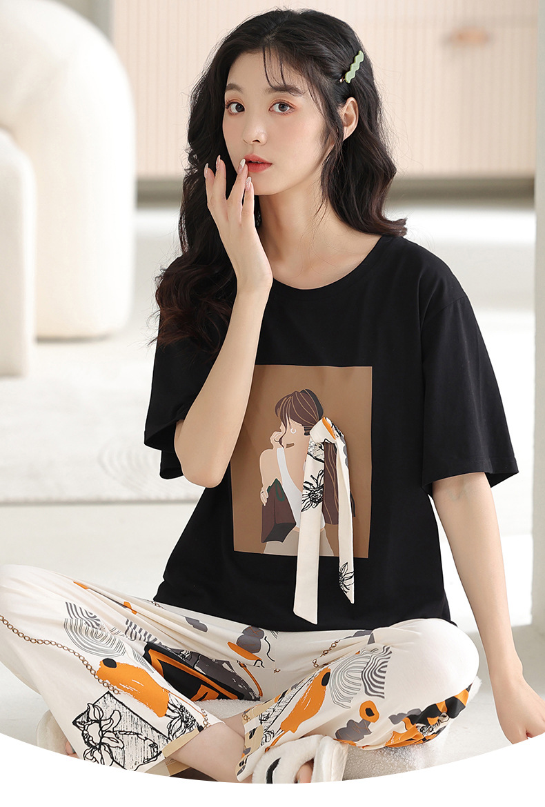 纯棉情侣睡衣夏季结婚新婚大码男士开衫长裤本命年红色家居服夏女详情42