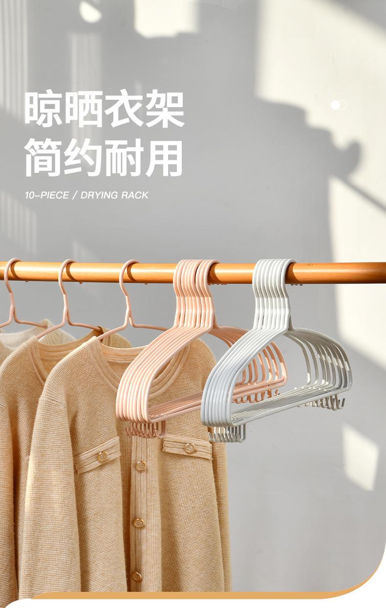 衣架加粗承重收纳无痕衣撑撑子家用挂晾神器浸塑加大衣服成人挂架详情1