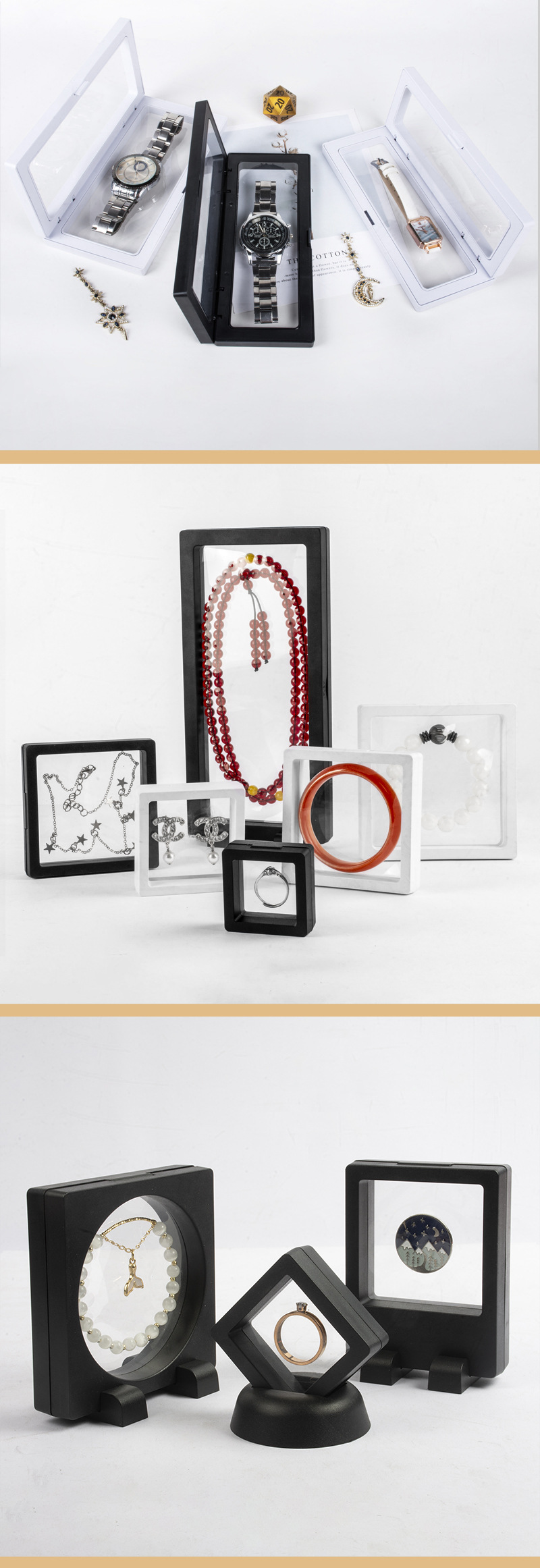 Wholesale suspended jewelry boxes, PE transparent boxes, jewelry packaging boxes, dust-proof storage, rings, display film boxes pic 6