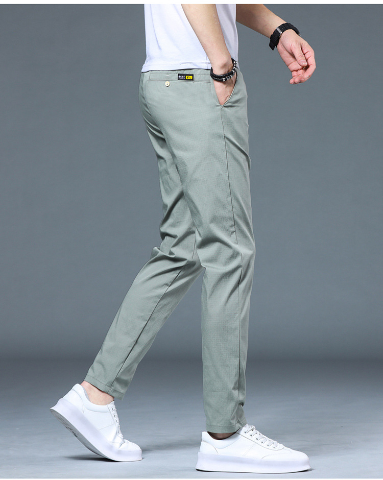 夏季薄款休闲裤男款修身直筒透气弹力冰丝百搭潮流男裤子批发凉感详情32