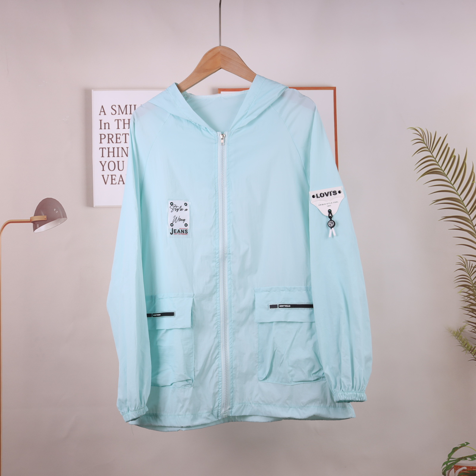 English large-sized short sun-protective clothing for girls, 2022 sun-protective clothing for girls, student uniform, Korean style thin loose mesh jacket pic 11