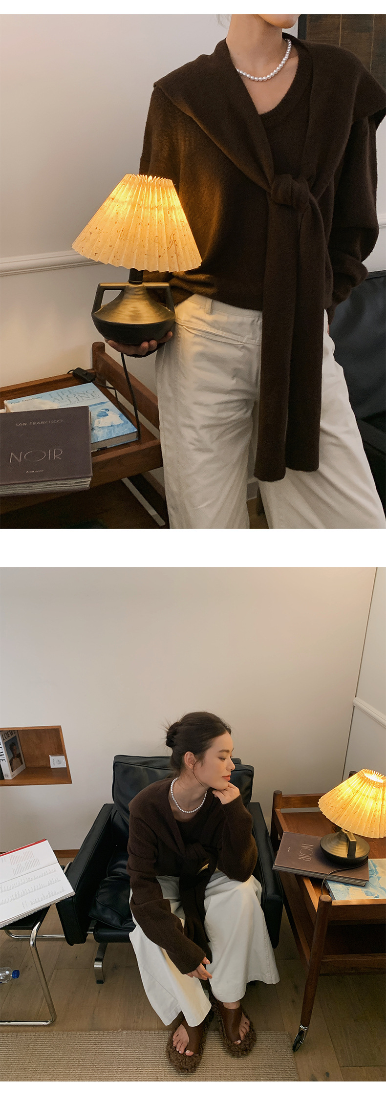 NEIHE内赫女装秋冬款新品韩版慵懒风羊毛衣女款宽松含披肩230616详情10