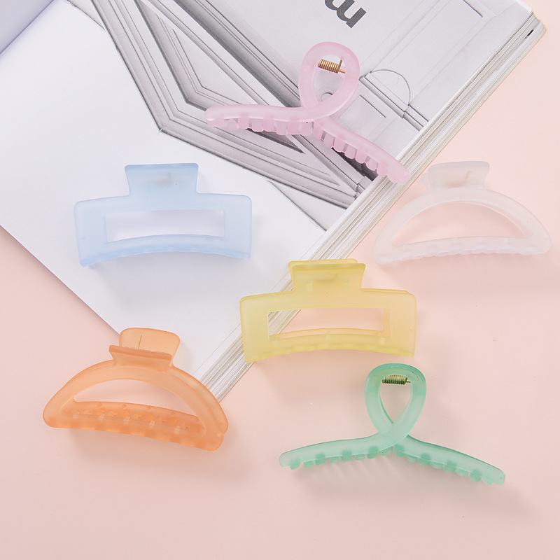 大号抓夹发量多女式时尚发夹透明号橡皮漆大架子头发抓夹批发详情8