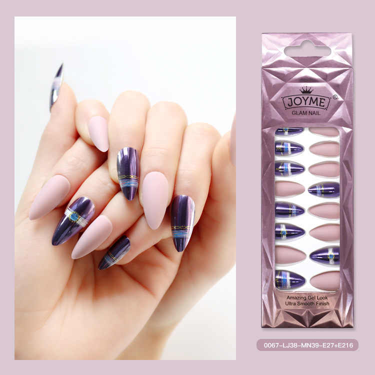 Long pointed false nails, wearable nail pads, finished nail pads, teardrop almond nail pads, nail patches, cross-border from Europe and America, 24 pieces pic 20