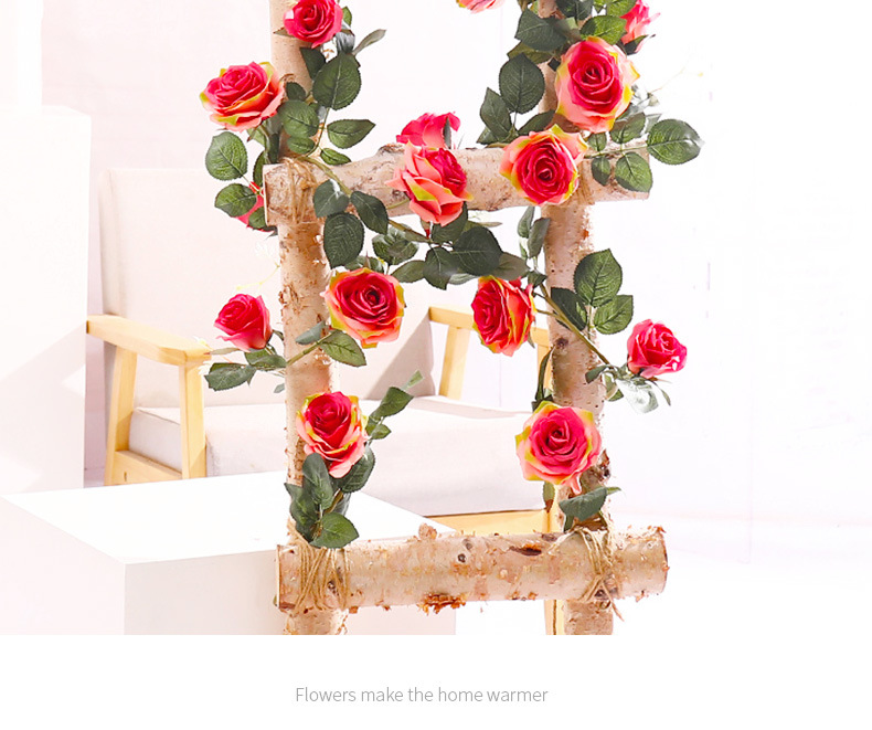 Wholesale decoration and arrangement of wedding artificial flowers, artificial flowers, vines, pink wedding roses, vines, artificial flower vines pic 20