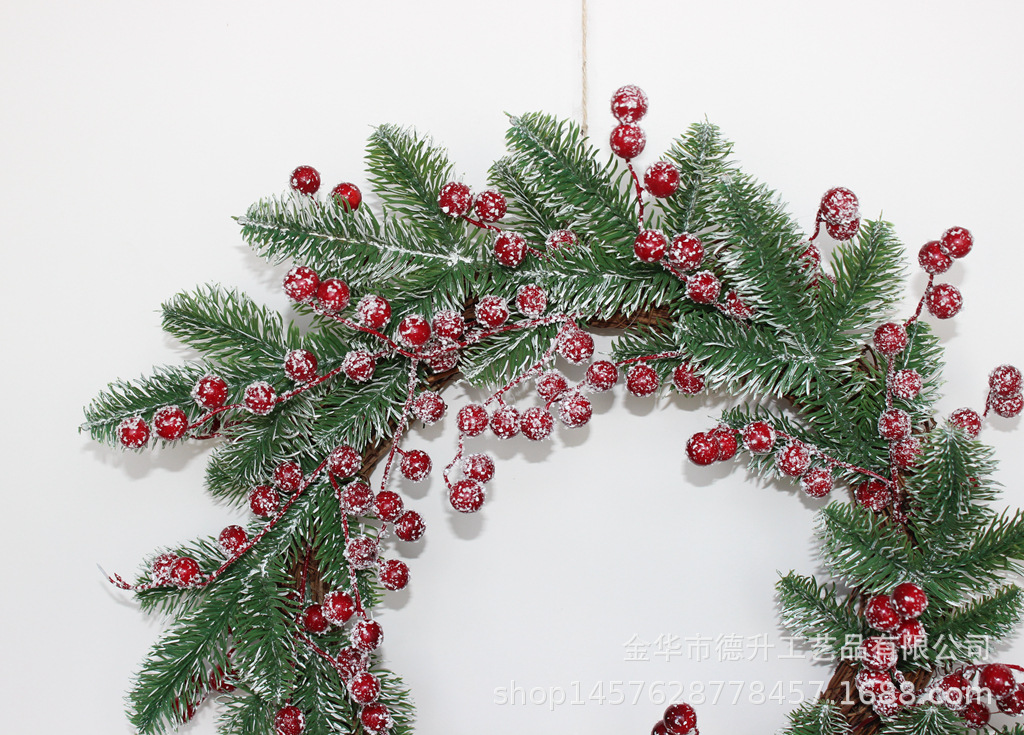 Desheng Thanksgiving Decoration Cross-border e-commerce Amazon Red Fruit, Snow, Frost, snow Powder Flower Wreath Christmas decoration pic 5