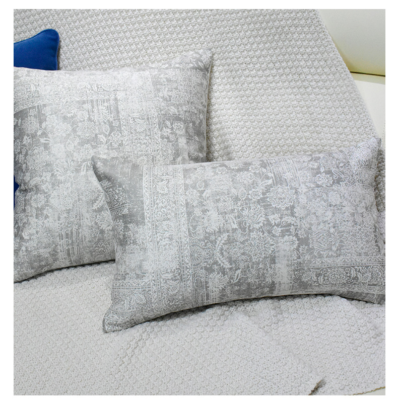 沙发抱枕套北欧蓝色印花棉麻靠垫家居客厅床头靠枕软装轻奢腰靠详情17