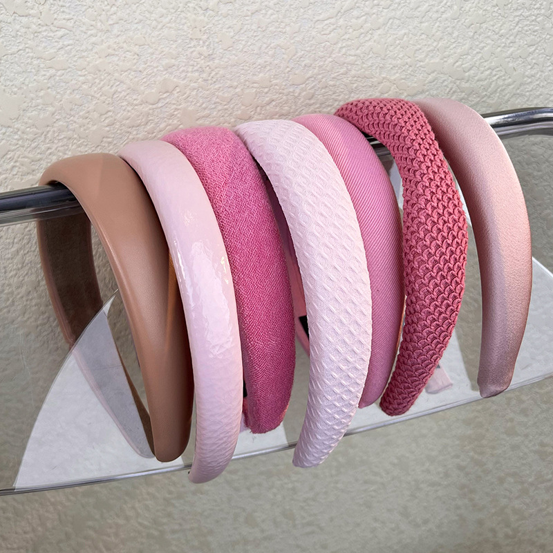 Pink high top wide hair band for women 2023 autumn/Winter new headband, face wash hair tie, versatile hairpin, popular headwear pic 7