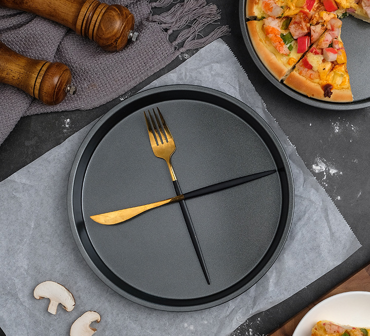 6-inch, 8-inch, 9-inch, 10-inch, 12-inch carbon steel pizza baking trays, non-stick aluminum alloy thickened and deepened pizza trays pic 21