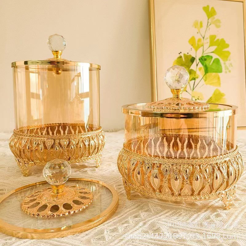 亚马逊铁艺糖果罐三件套糖果干果收纳罐创意轻奢家居装饰品摆件详情4