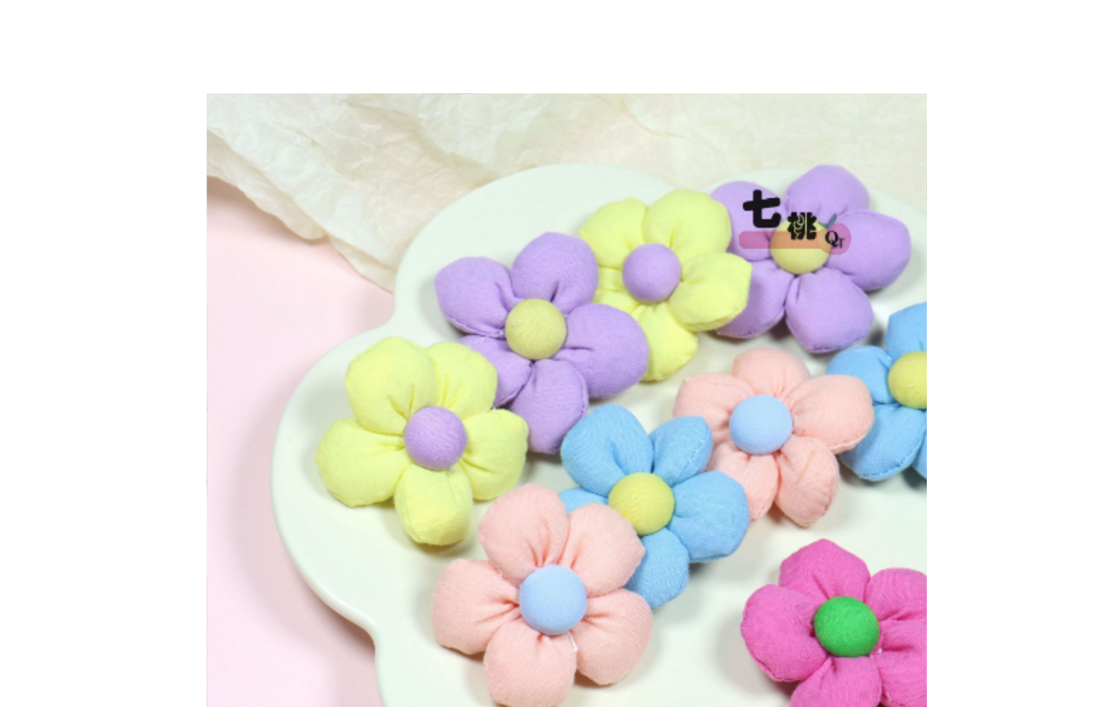 批发布艺五瓣花朵女童diy发饰清新撞色太阳花手机壳配件鞋袜辅料详情30