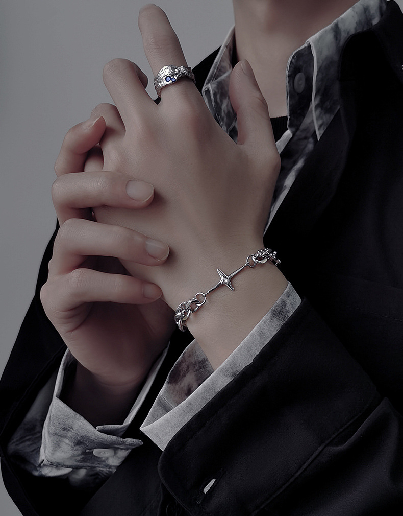 Starlight titanium steel bracelet: A trendy and retro Instagram niche design for men and a cool hip-hop accessory for women pic 4