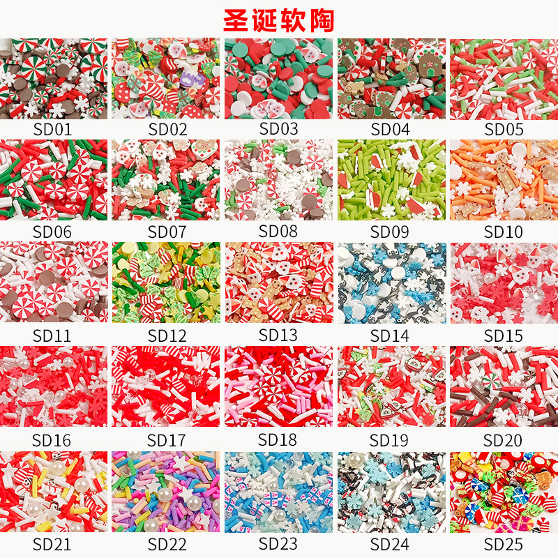 Christmas soft clay 3-gram set, nail art slices, creative combination, DIY packaging, cross-border Guka party decoration accessories pic 12