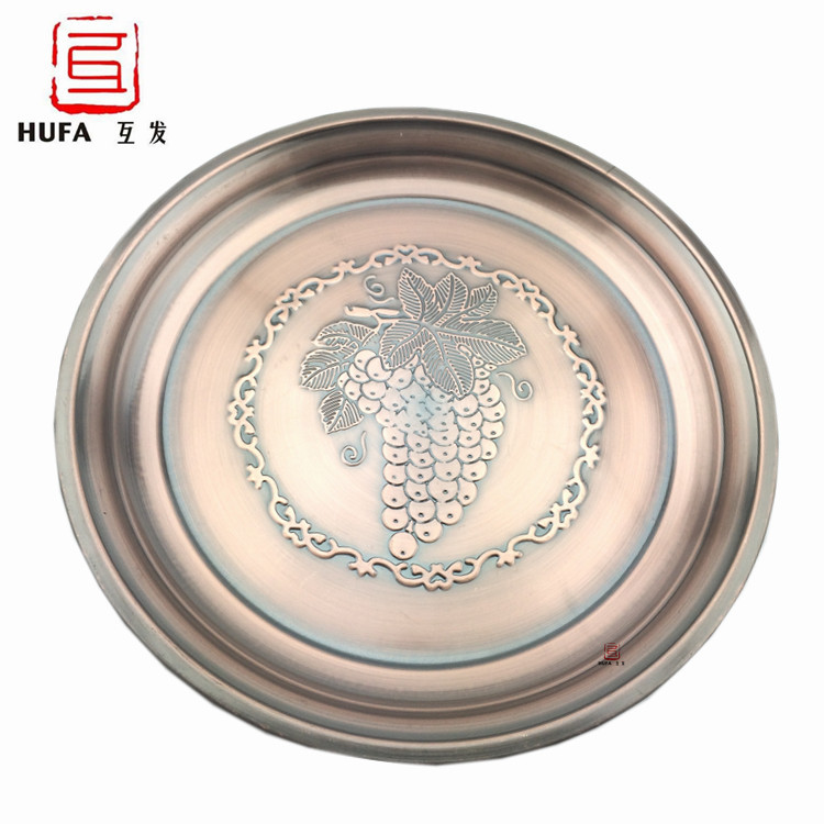 Stainless steel exquisite flower-picking large round grape plate, fruit plate, round plate and vegetable plate pic 6