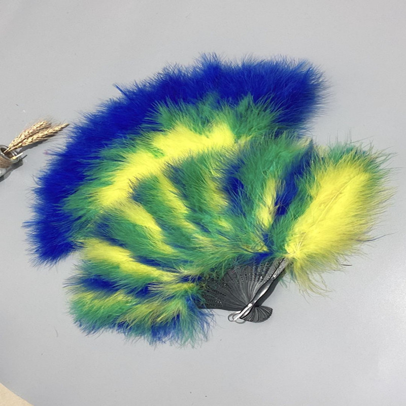 The full fleece thickened standard feather fan color-blocking gradient series cheongsam runway show stage performance pic 27