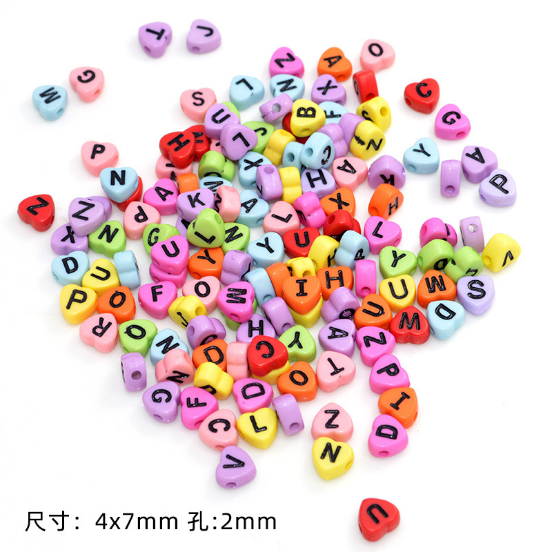 100颗/包亚克力彩色英文字母珠透明糖果色扁圆散珠diy手串珠材料详情5